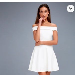 Lulu’s Off shoulder white dress! NEVER worn! tags on!